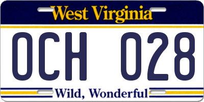 WV license plate OCH028