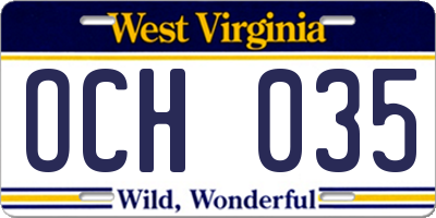 WV license plate OCH035