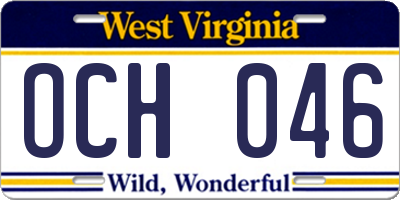 WV license plate OCH046