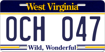 WV license plate OCH047