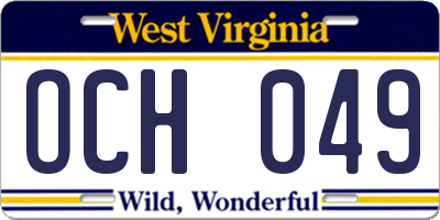 WV license plate OCH049