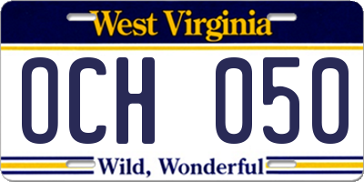 WV license plate OCH050