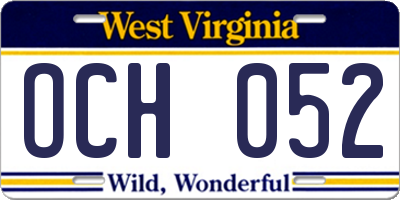 WV license plate OCH052