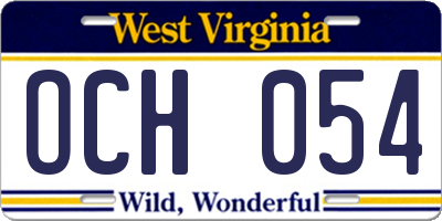 WV license plate OCH054
