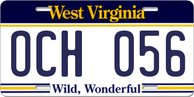 WV license plate OCH056