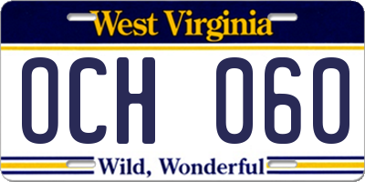 WV license plate OCH060