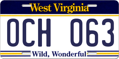 WV license plate OCH063