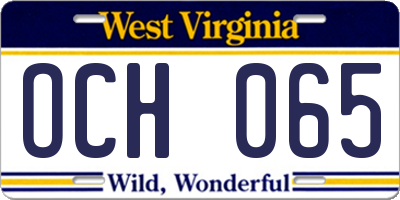 WV license plate OCH065