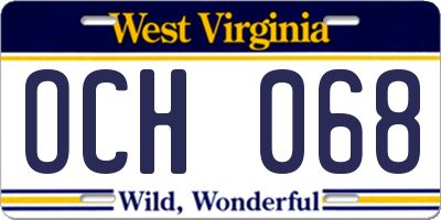 WV license plate OCH068