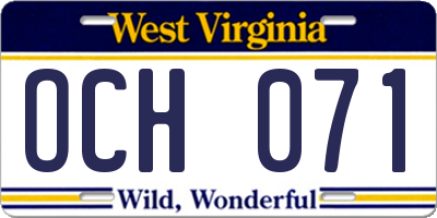 WV license plate OCH071