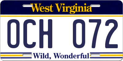 WV license plate OCH072