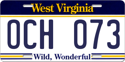 WV license plate OCH073