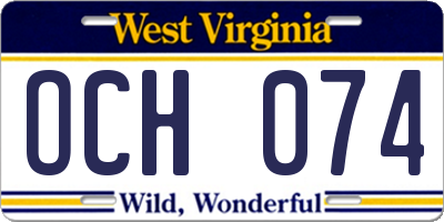 WV license plate OCH074