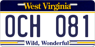 WV license plate OCH081