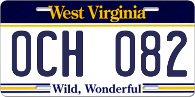 WV license plate OCH082