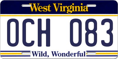 WV license plate OCH083