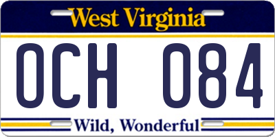 WV license plate OCH084