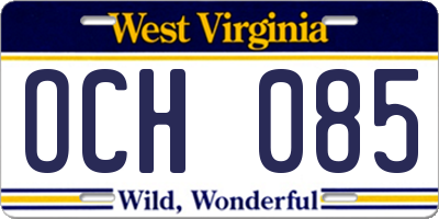 WV license plate OCH085