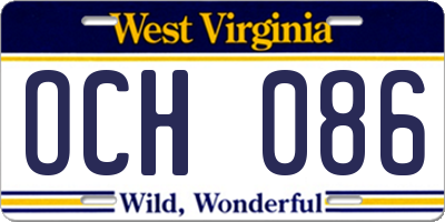 WV license plate OCH086