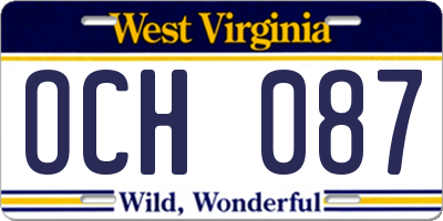 WV license plate OCH087