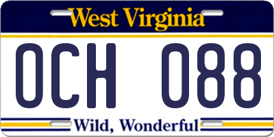 WV license plate OCH088