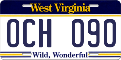 WV license plate OCH090