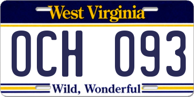 WV license plate OCH093