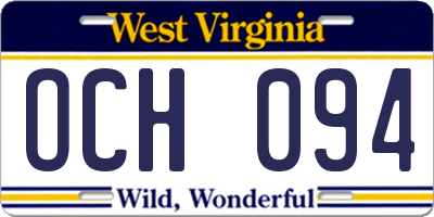 WV license plate OCH094