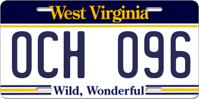 WV license plate OCH096