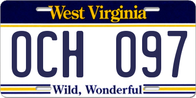 WV license plate OCH097