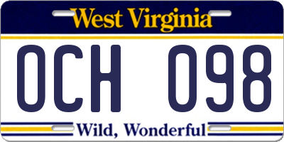 WV license plate OCH098