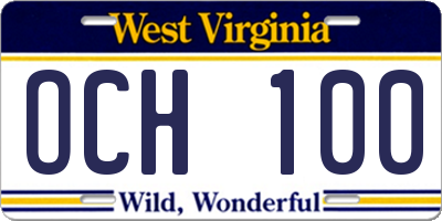 WV license plate OCH100