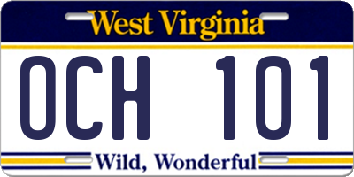 WV license plate OCH101