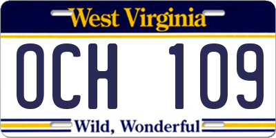 WV license plate OCH109