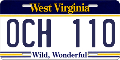 WV license plate OCH110
