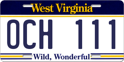 WV license plate OCH111