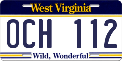 WV license plate OCH112