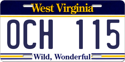 WV license plate OCH115
