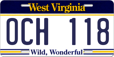 WV license plate OCH118