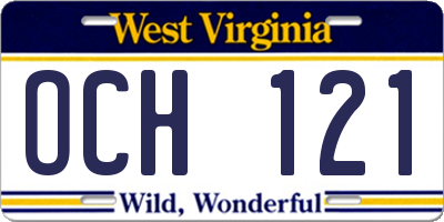 WV license plate OCH121