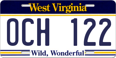 WV license plate OCH122