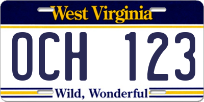 WV license plate OCH123
