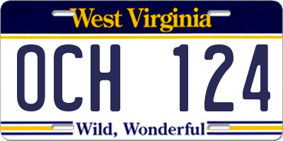 WV license plate OCH124