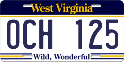 WV license plate OCH125