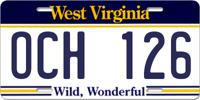 WV license plate OCH126