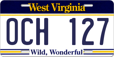 WV license plate OCH127
