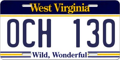 WV license plate OCH130