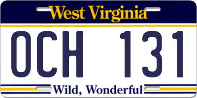 WV license plate OCH131