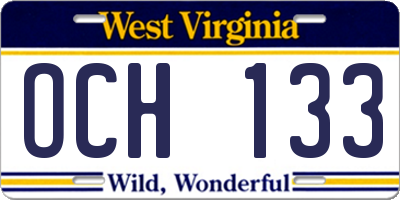 WV license plate OCH133