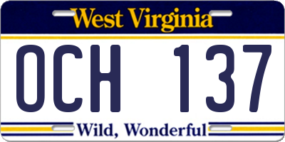 WV license plate OCH137